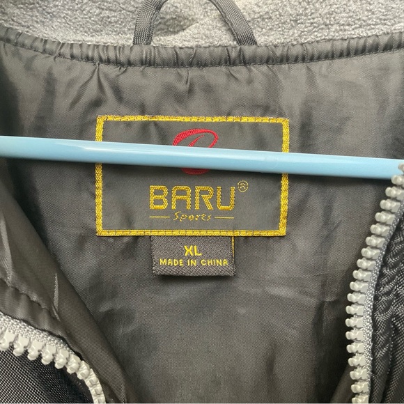 Baru Sports Grey Fleece Jacket Lined with Black Nylon Full Zip Size XL Men's - Picture 5 of 6